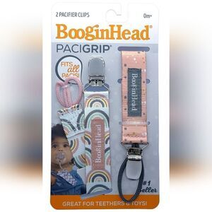 BooginHead PaciGrip Pacifier Clips 2-Pack Universal Rainbow Pink Baby NIP Gift